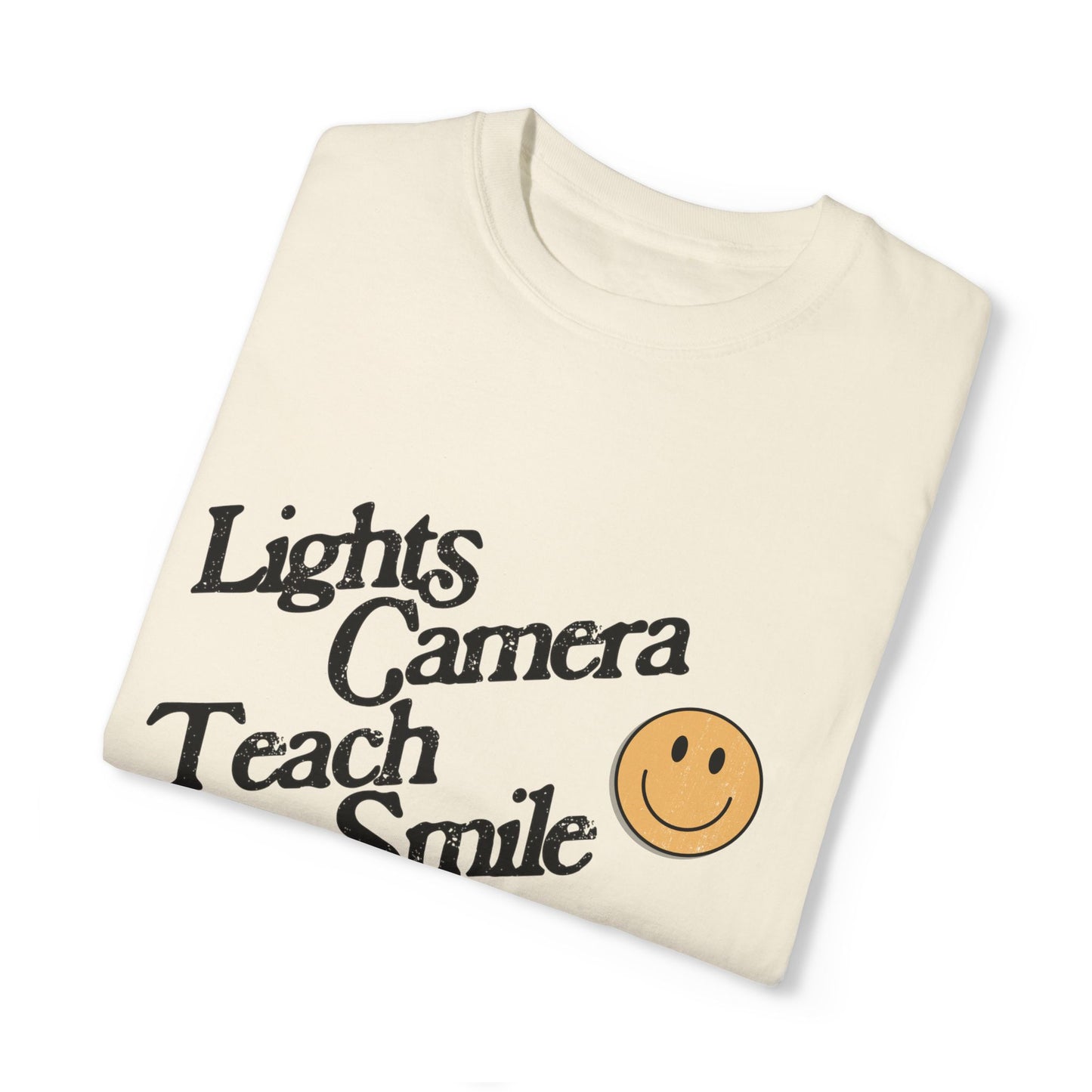 Lights Camera Teach Smile Tee