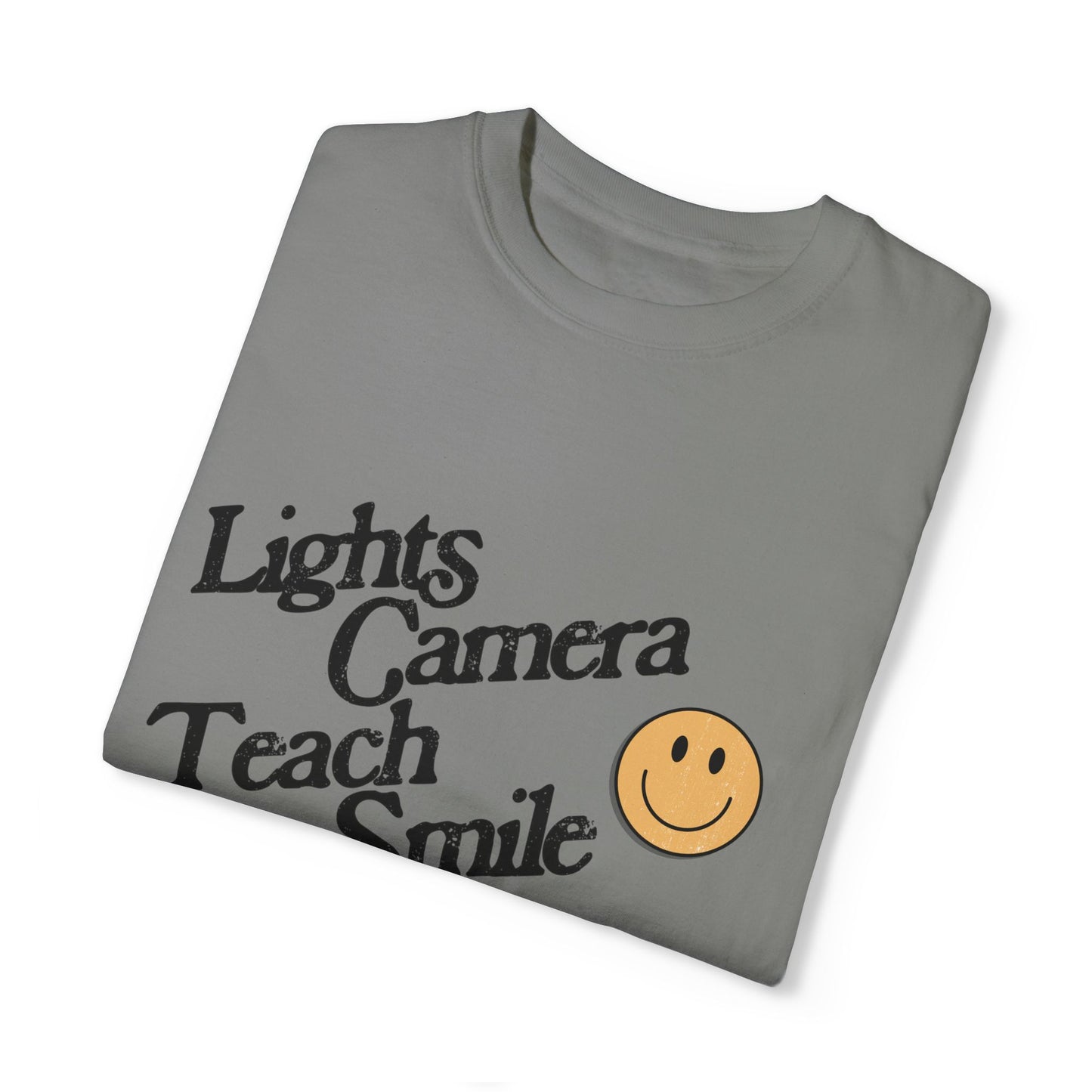 Lights Camera Teach Smile Tee