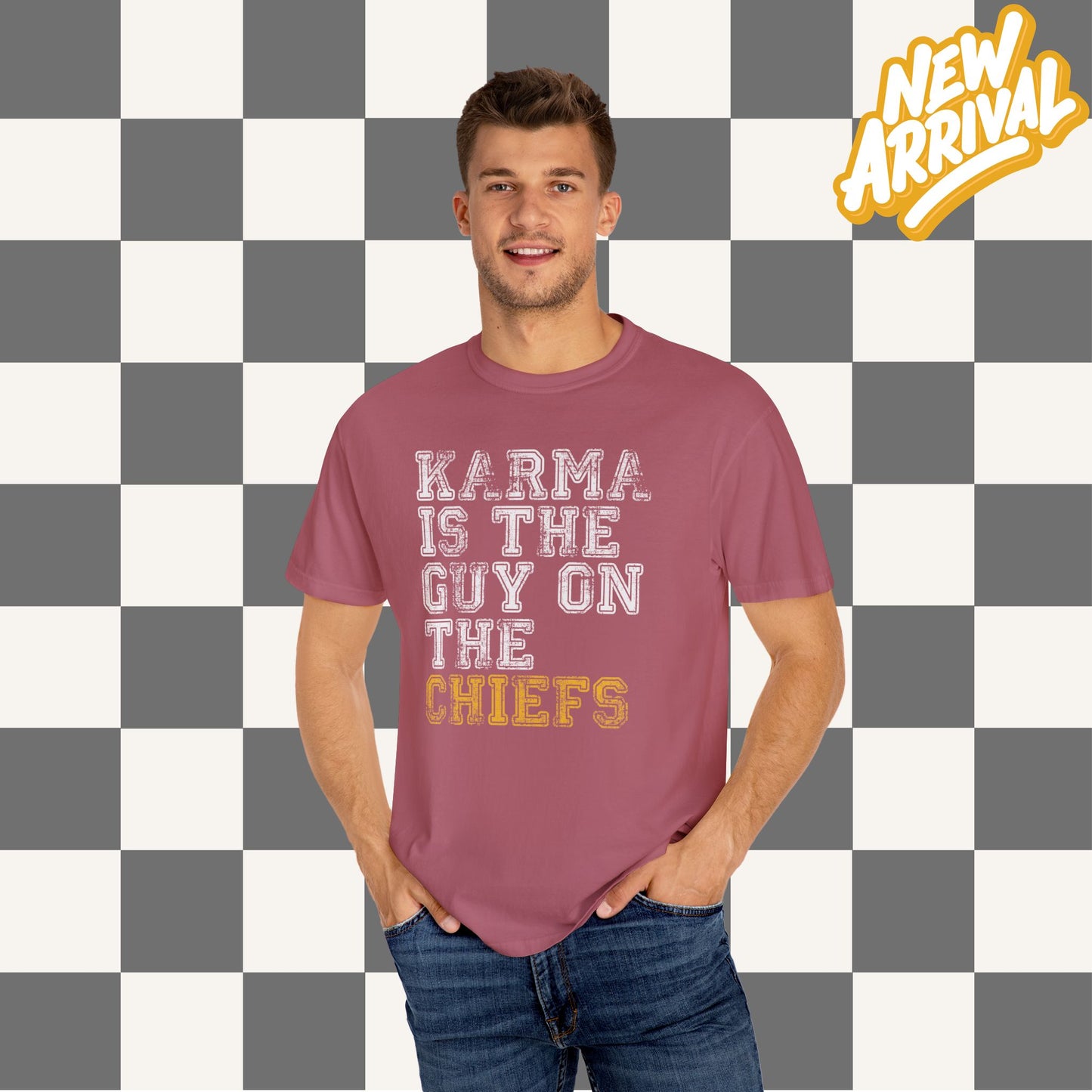 Karma Is The Guy On The Chiefs Distressed Tee