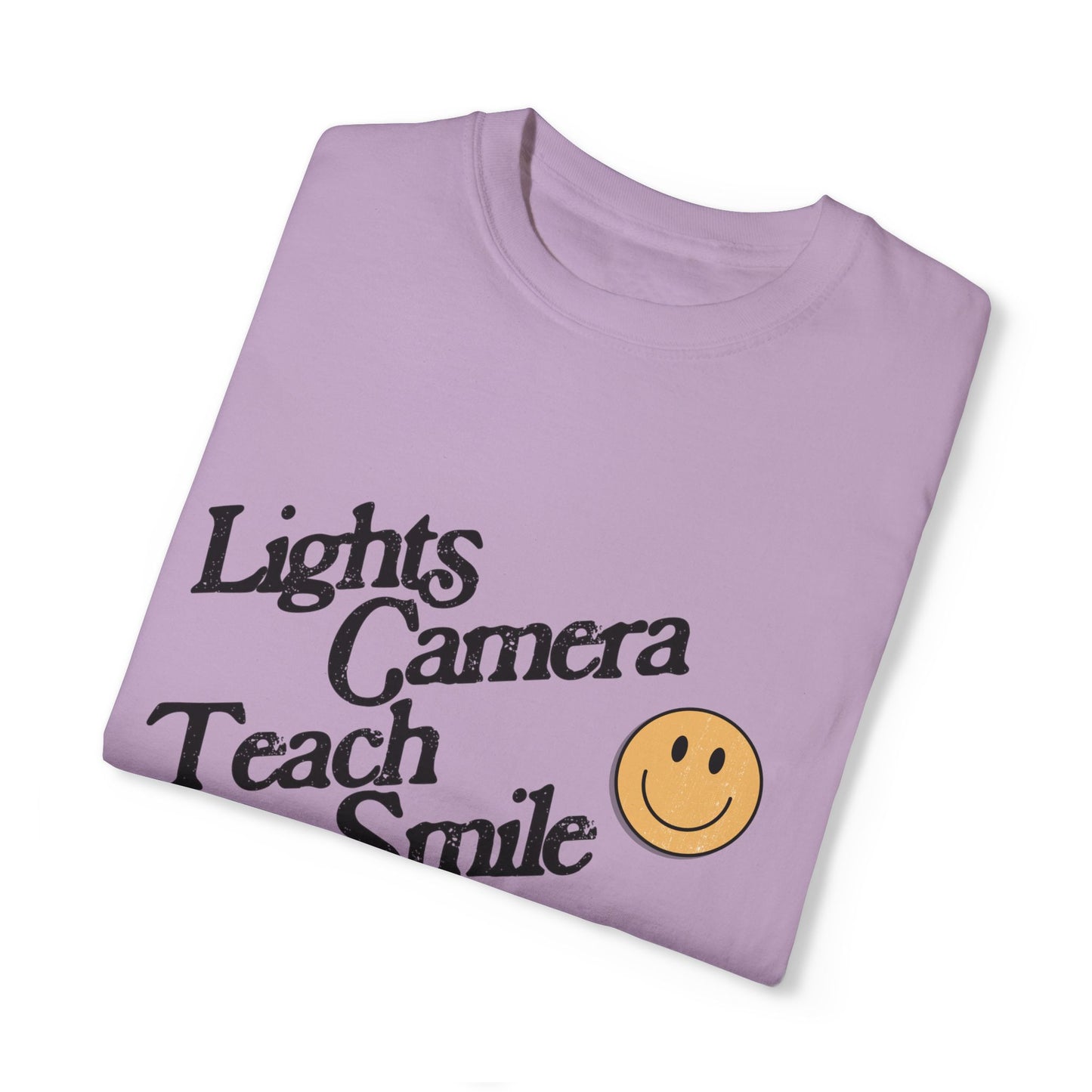 Lights Camera Teach Smile Tee