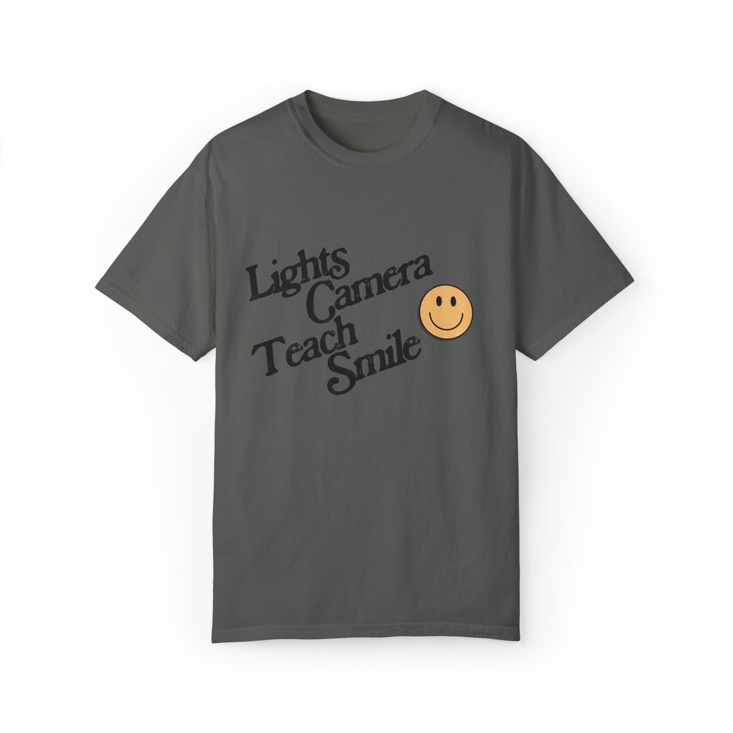 Lights Camera Teach Smile Tee