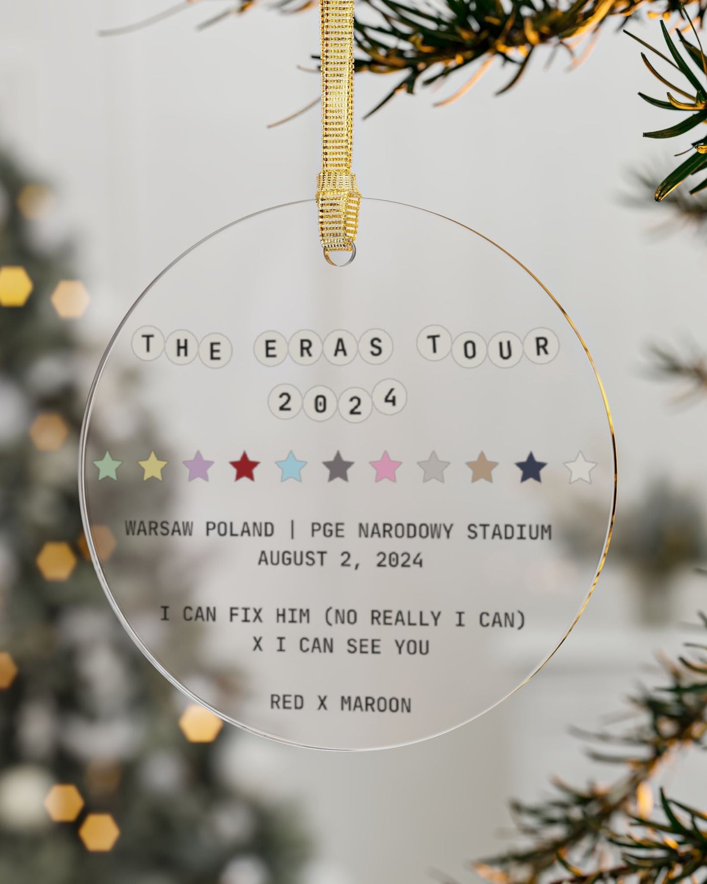 custom eras tour ornament with city venue date surprise songs clear acrylic