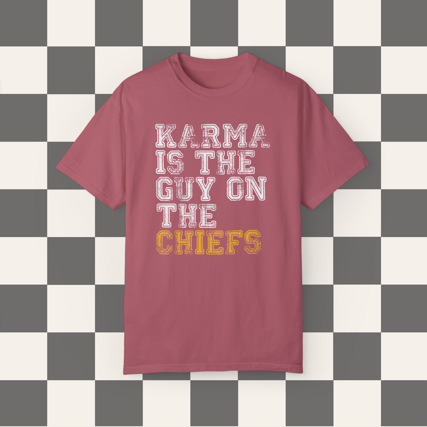 Karma Is The Guy On The Chiefs Distressed Tee