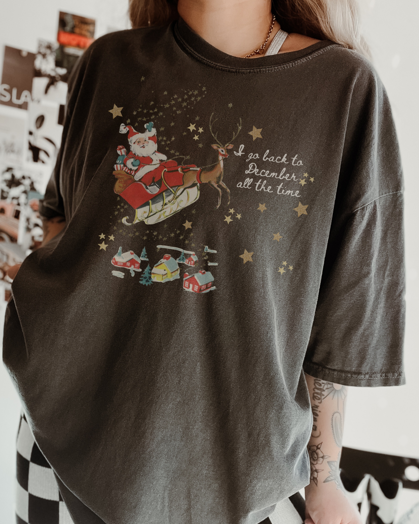 Back To December Vintage Christmas Graphic Tee Holiday Graphic Tee for Women